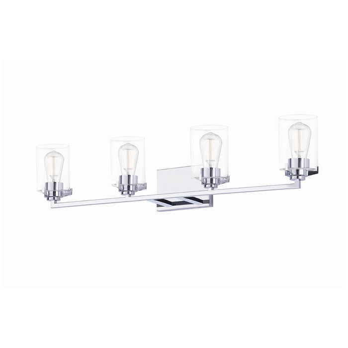 Justice Designs FSN-8094-CLER-CROM Four Light Bath Bar, Polished Chrome