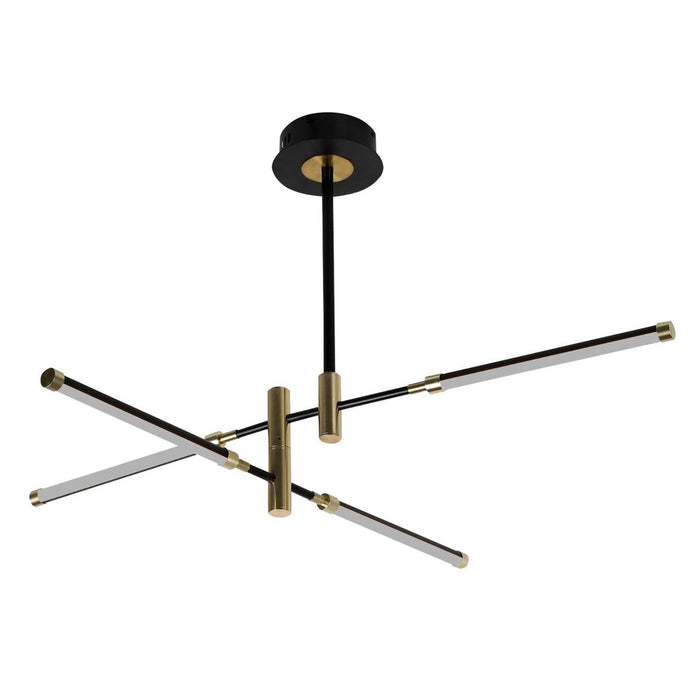 Justice Designs NSH-4445-MBBR LED Chandelier, Matte Black w/ Brass