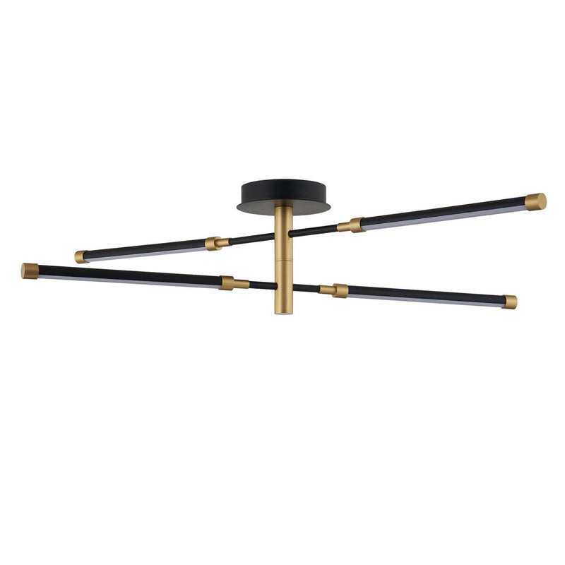 Justice Designs NSH-4447-MBBR LED Semi-Flush Mount, Matte Black w/ Brass