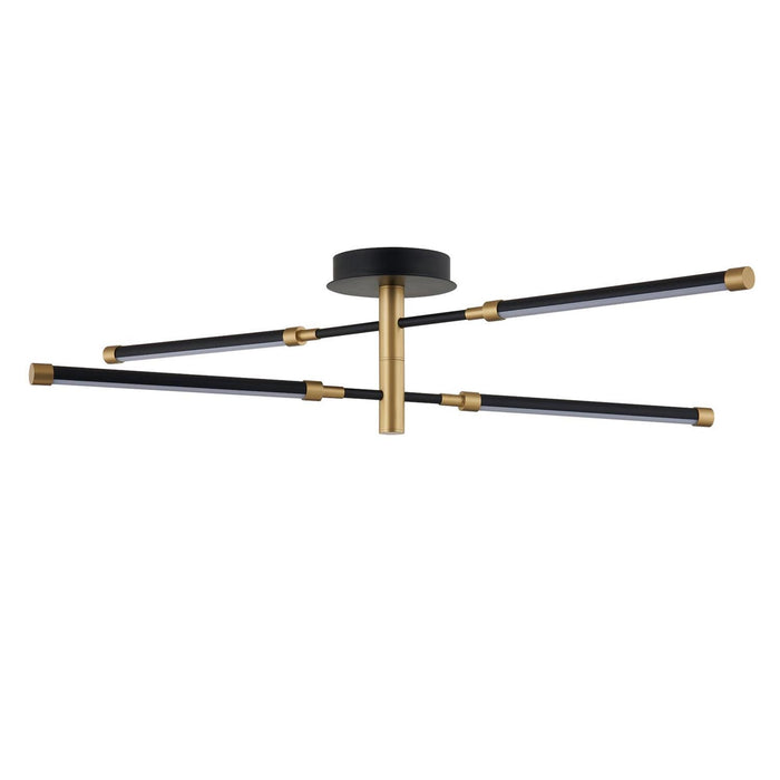 Justice Designs NSH-4447-MBBR LED Semi-Flush Mount, Matte Black w/ Brass