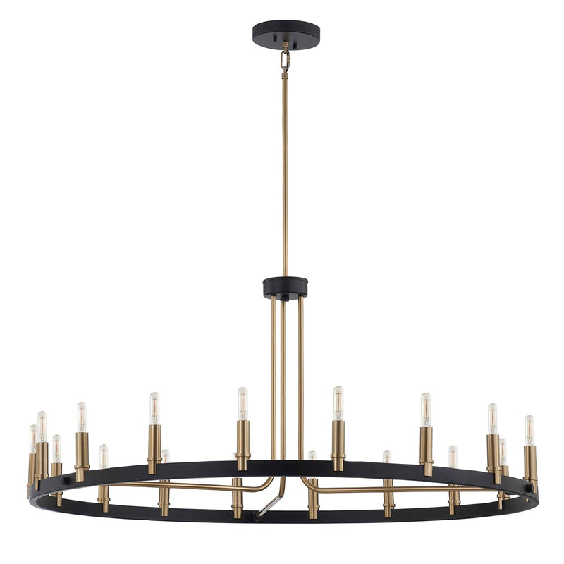 Justice Designs NSH-8045-MBBR 18 Light Chandelier, Matte Black w/ Brass
