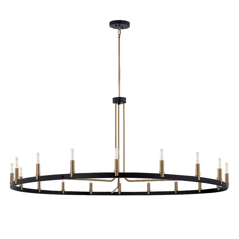 Justice Designs NSH-8046-MBBR 18 Light Chandelier, Matte Black w/ Brass