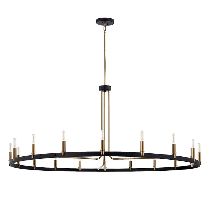 Justice Designs NSH-8046-MBBR 18 Light Chandelier, Matte Black w/ Brass