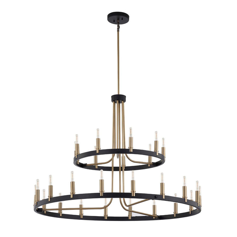 Justice Designs NSH-8048-MBBR 27 Light Chandelier, Matte Black w/ Brass