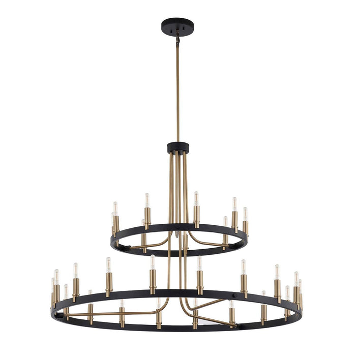 Justice Designs NSH-8048-MBBR 27 Light Chandelier, Matte Black w/ Brass