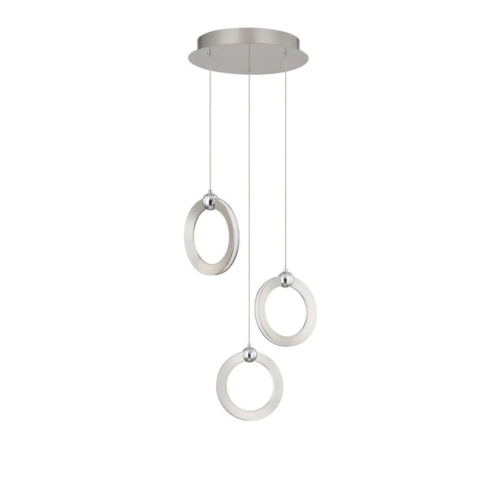 Justice Designs NSH-8123-NCCR LED Pendant, Brushed Nickel w/ Chrome