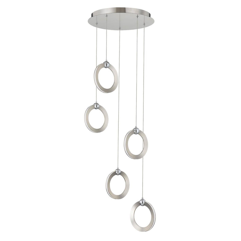 Justice Designs NSH-8125-NCCR LED Pendant, Brushed Nickel w/ Chrome
