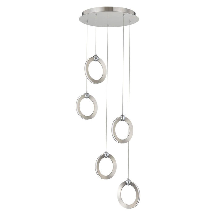 Justice Designs NSH-8125-NCCR LED Pendant, Brushed Nickel w/ Chrome