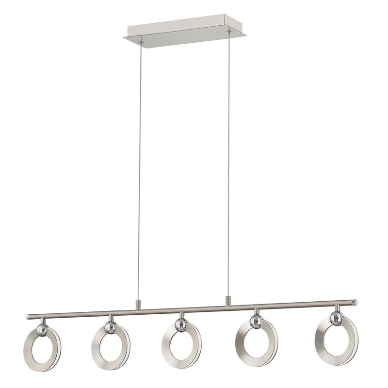 Justice Designs NSH-8127-NCCR LED Linear Chandelier, Brushed Nickel w/ Chrome