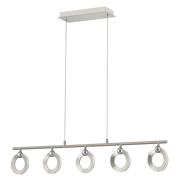 Justice Designs NSH-8127-NCCR LED Linear Chandelier, Brushed Nickel w/ Chrome