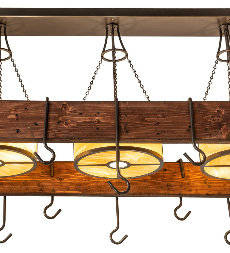 Meyda Tiffany 257727 Nine Light Pot Rack, Bronze/Red Mahogany Wood