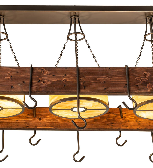 Meyda Tiffany 257727 Nine Light Pot Rack, Bronze/Red Mahogany Wood