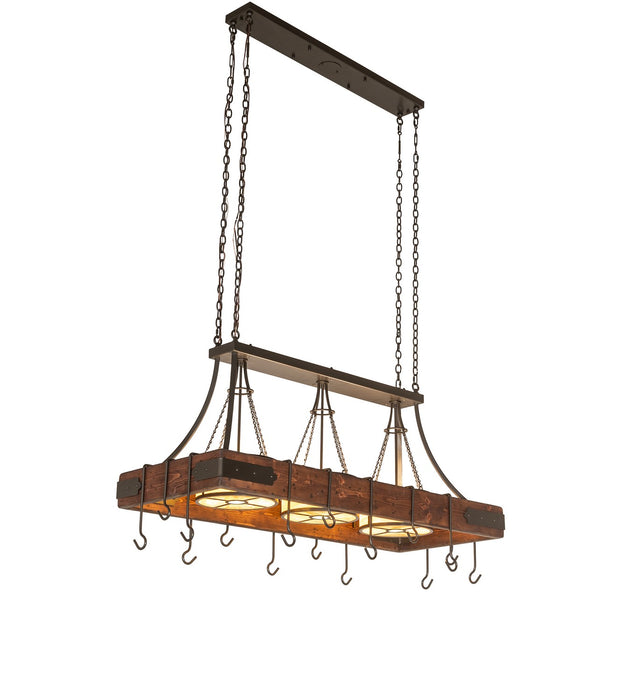 Meyda Tiffany 257727 Nine Light Pot Rack, Bronze/Red Mahogany Wood
