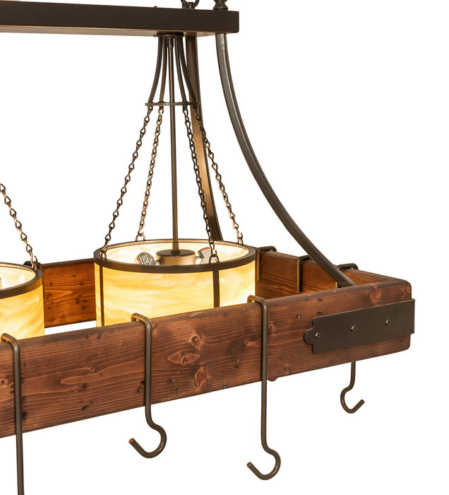 Meyda Tiffany 257727 Nine Light Pot Rack, Bronze/Red Mahogany Wood