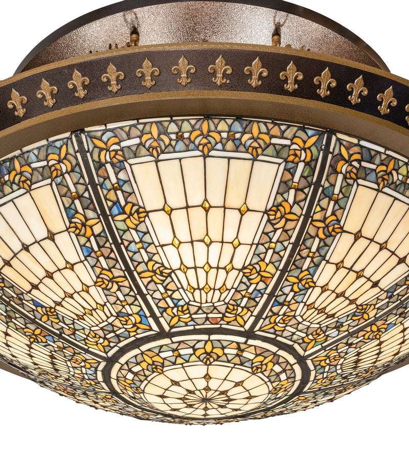Meyda Tiffany 259026 Ten Light Semi-Flushmount, Copper Vein And Nu Gold