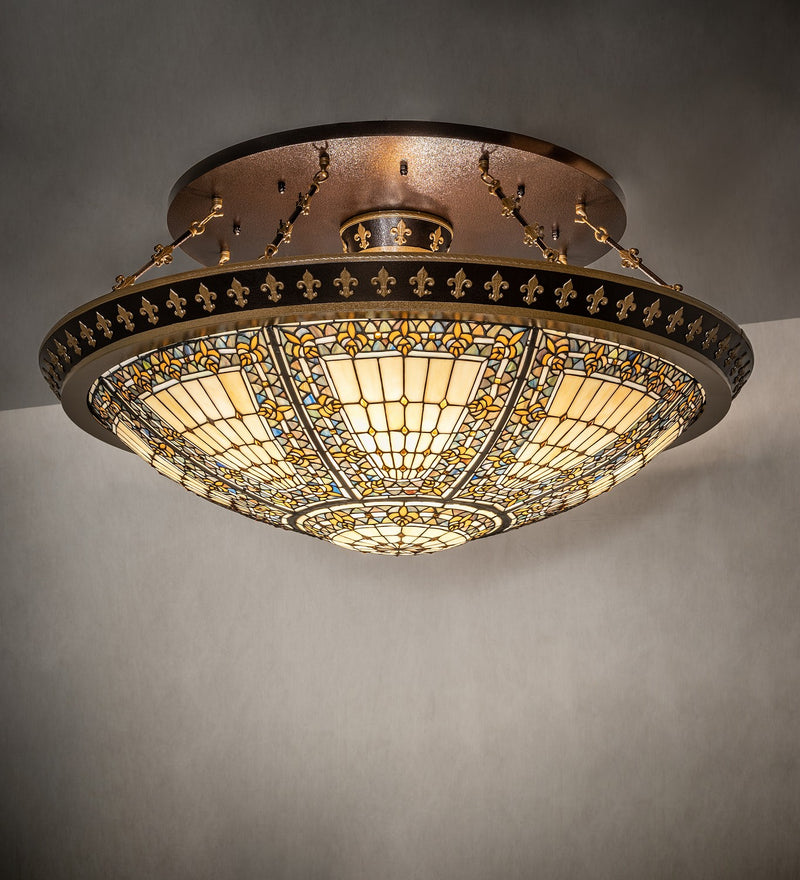 Meyda Tiffany 259026 Ten Light Semi-Flushmount, Copper Vein And Nu Gold