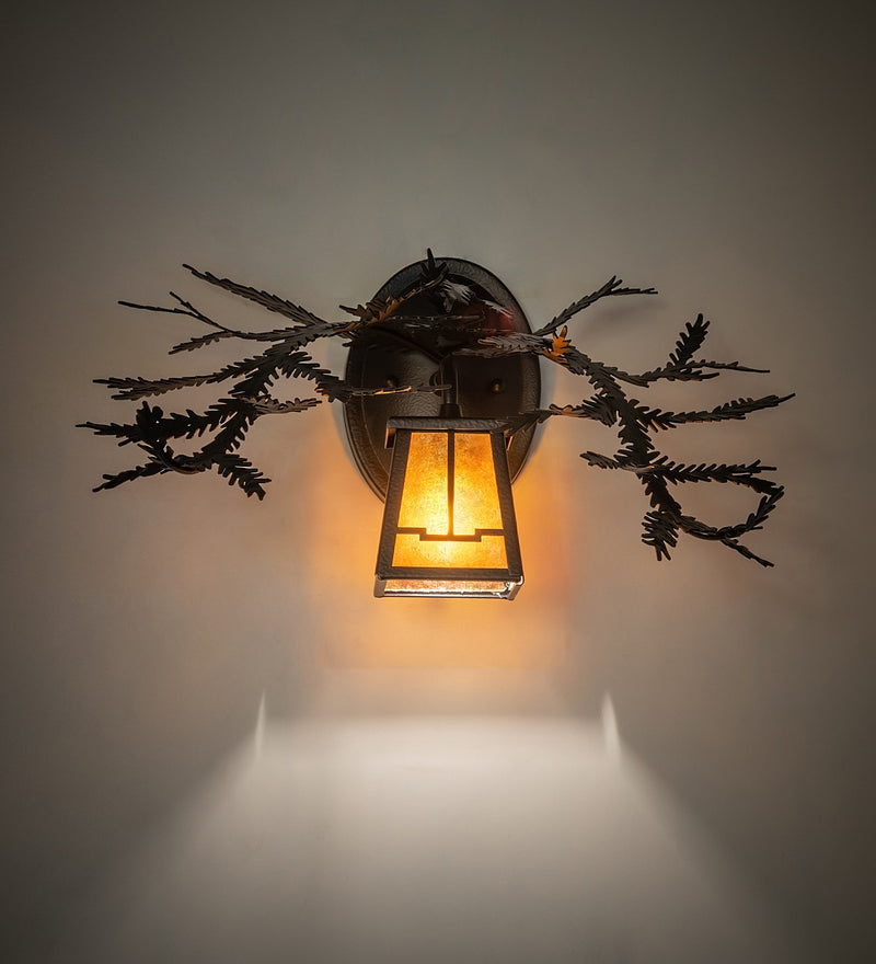 Meyda Tiffany 261861 One Light Wall Sconce, Black Satin Wrought Iron