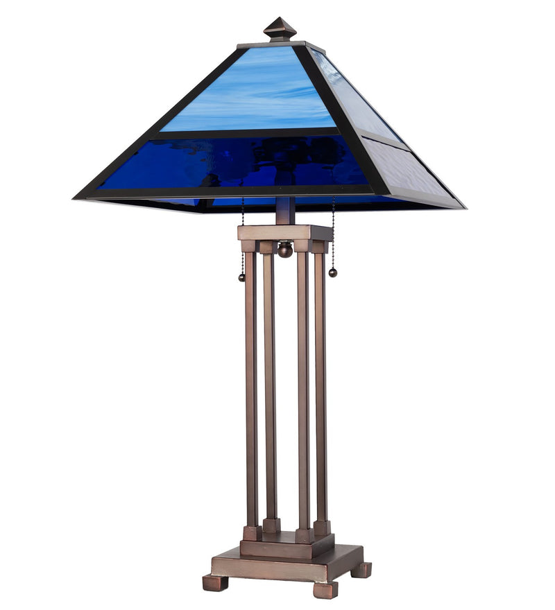 Meyda Tiffany 264614 Two Light Table Lamp, Craftsman Brown,Mahogany Bronze