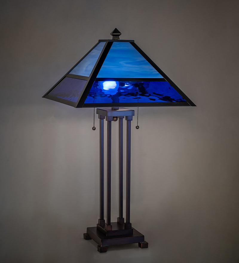 Meyda Tiffany 264614 Two Light Table Lamp, Craftsman Brown,Mahogany Bronze