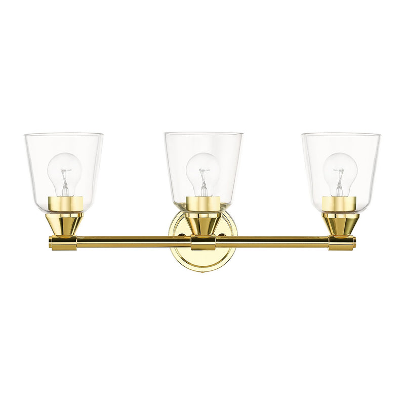 Livex Lighting 16783-02 Three Light Vanity Sconce, Polished Brass