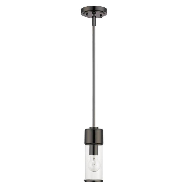Livex Lighting 17140-46 One Light Mini Pendant, Black Chrome