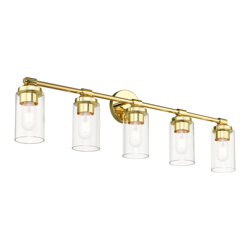 Livex Lighting 18085-02 Five Light Vanity Sconce, Polished Brass