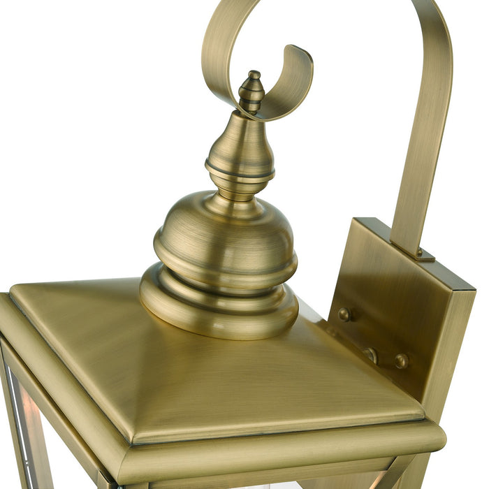 Livex Lighting 27372-01 Two Light Outdoor Wall Lantern, Antique Brass with Brushed Nickel
