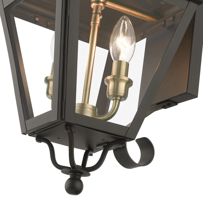 Livex Lighting 27372-07 Two Light Outdoor Wall Lantern, Bronze with Antique Brass