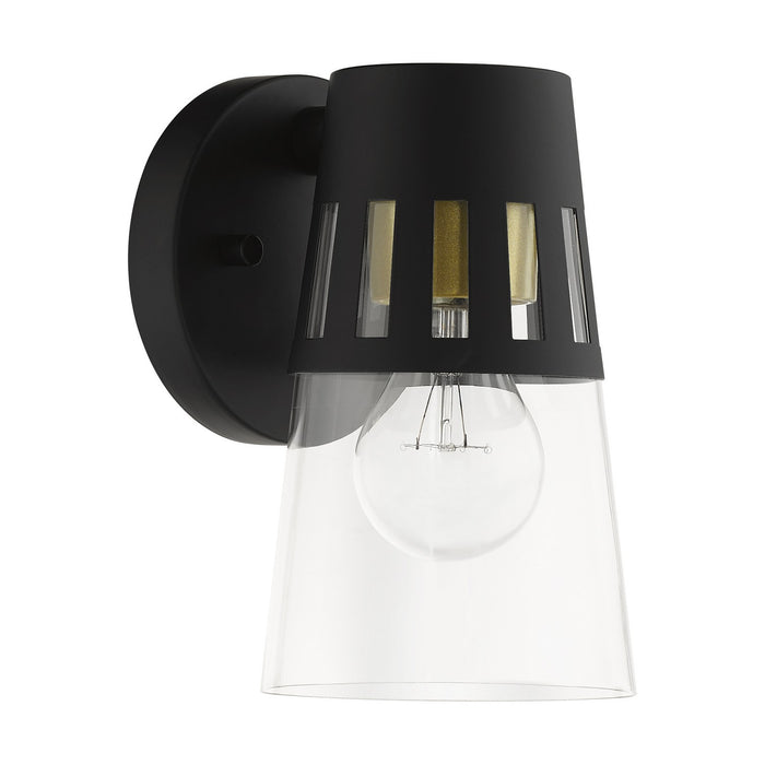 Livex Lighting 27971-04 One Light Outdoor Wall Lantern, Black with Soft Gold