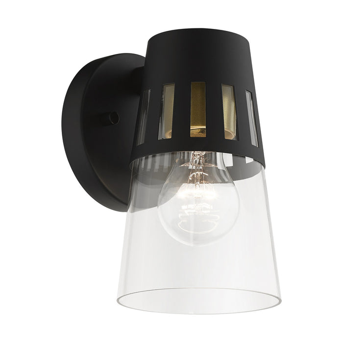 Livex Lighting 27971-04 One Light Outdoor Wall Lantern, Black with Soft Gold