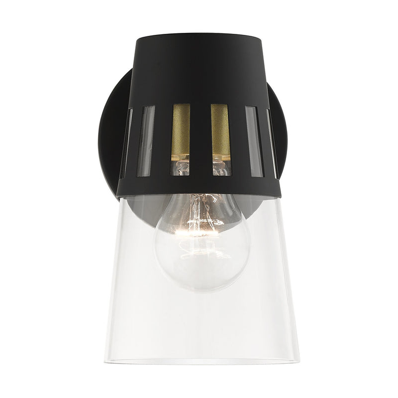 Livex Lighting 27971-04 One Light Outdoor Wall Lantern, Black with Soft Gold