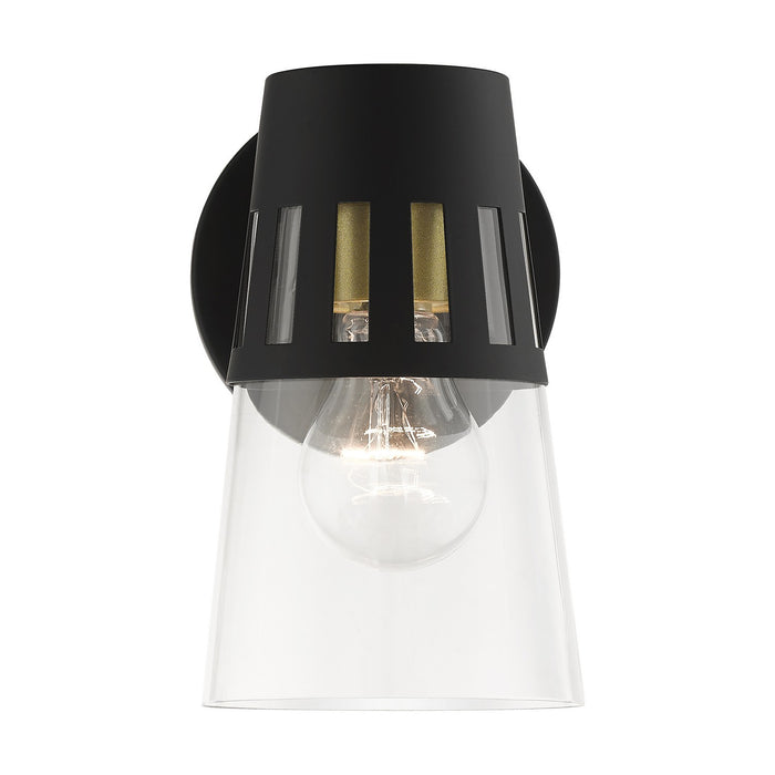Livex Lighting 27971-04 One Light Outdoor Wall Lantern, Black with Soft Gold