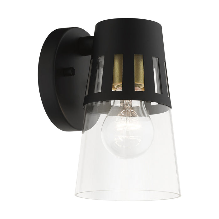 Livex Lighting 27971-04 One Light Outdoor Wall Lantern, Black with Soft Gold