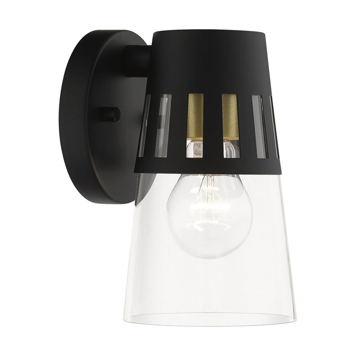 Livex Lighting 27971-04 One Light Outdoor Wall Lantern, Black with Soft Gold