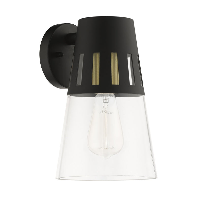 Livex Lighting 27972-04 One Light Outdoor Wall Lantern, Black with Soft Gold