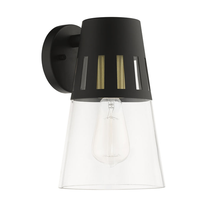 Livex Lighting 27972-04 One Light Outdoor Wall Lantern, Black with Soft Gold
