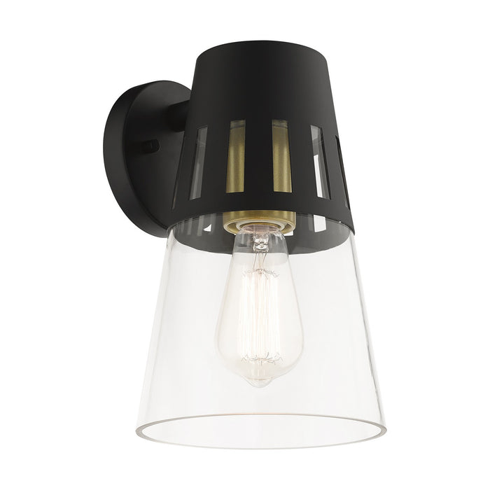 Livex Lighting 27972-04 One Light Outdoor Wall Lantern, Black with Soft Gold