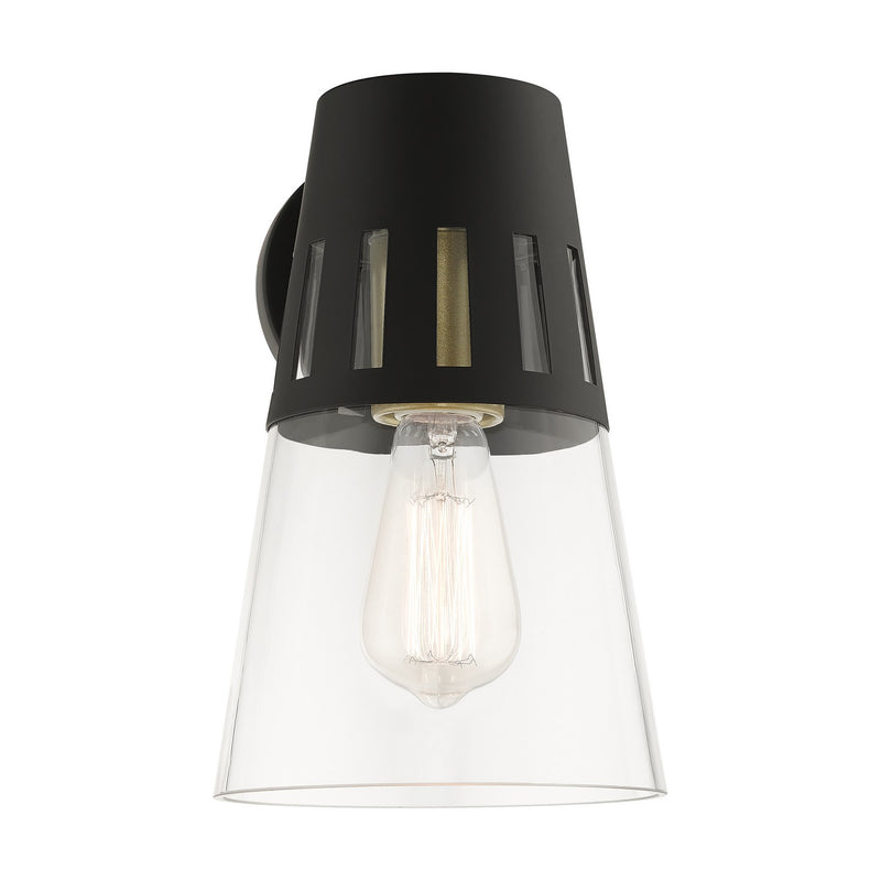 Livex Lighting 27972-04 One Light Outdoor Wall Lantern, Black with Soft Gold