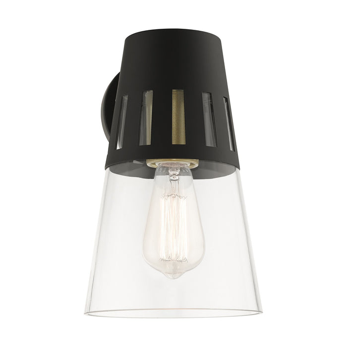 Livex Lighting 27972-04 One Light Outdoor Wall Lantern, Black with Soft Gold