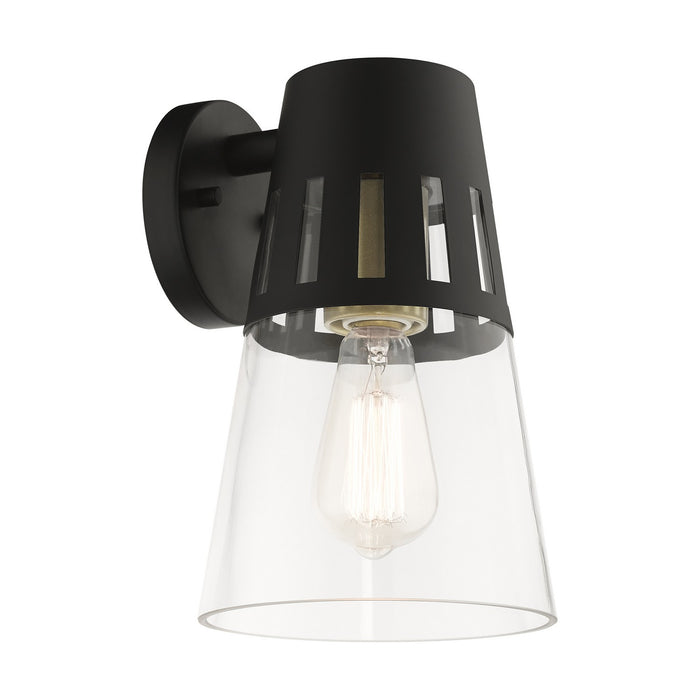 Livex Lighting 27972-04 One Light Outdoor Wall Lantern, Black with Soft Gold