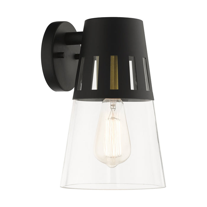 Livex Lighting 27972-04 One Light Outdoor Wall Lantern, Black with Soft Gold
