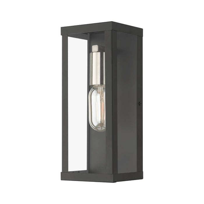 Livex Lighting 28032-04 One Light Outdoor Wall Lantern, Black with Brushed Nickel