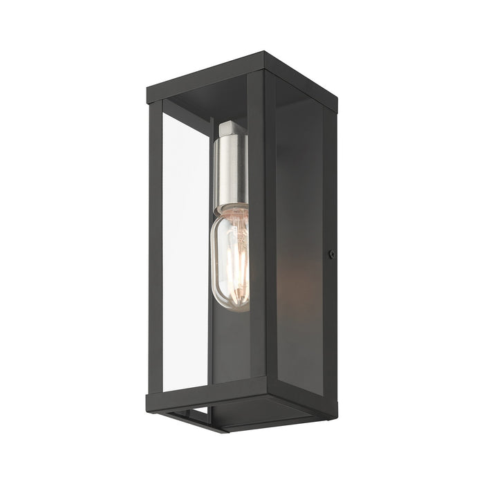 Livex Lighting 28032-04 One Light Outdoor Wall Lantern, Black with Brushed Nickel