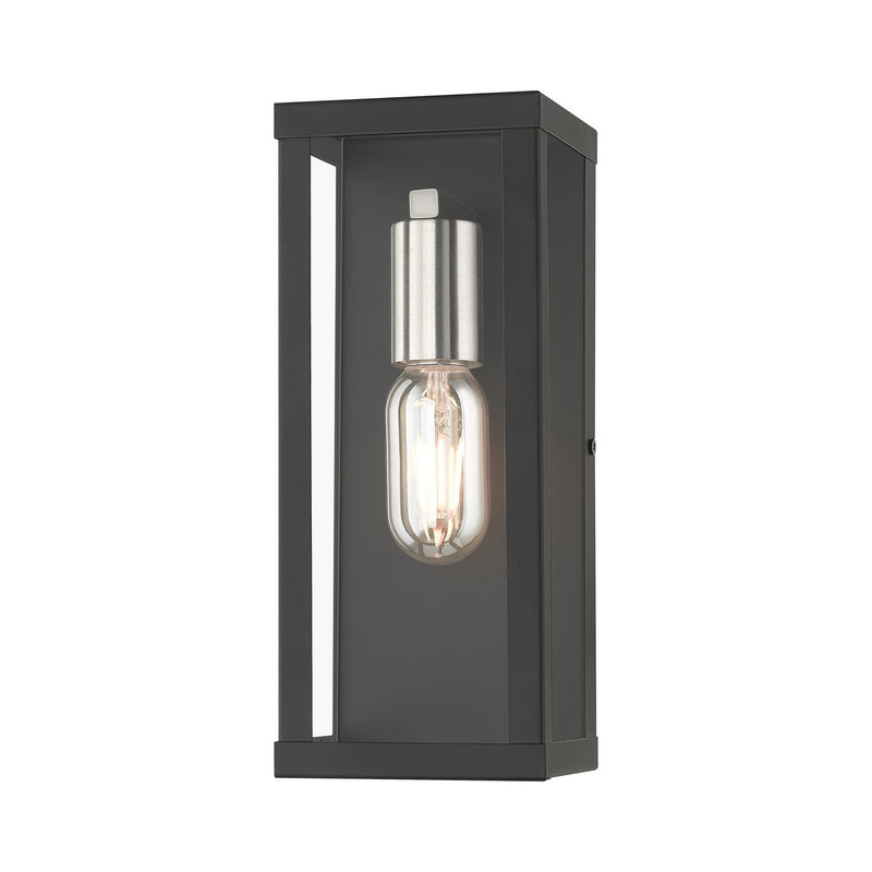 Livex Lighting 28032-04 One Light Outdoor Wall Lantern, Black with Brushed Nickel