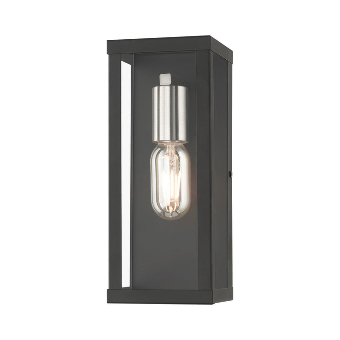 Livex Lighting 28032-04 One Light Outdoor Wall Lantern, Black with Brushed Nickel