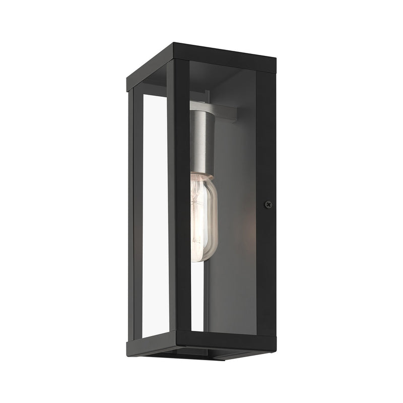 Livex Lighting 28032-04 One Light Outdoor Wall Lantern, Black with Brushed Nickel