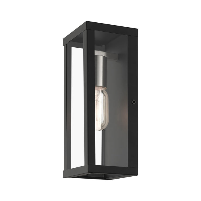 Livex Lighting 28032-04 One Light Outdoor Wall Lantern, Black with Brushed Nickel