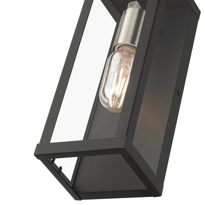 Livex Lighting 28032-04 One Light Outdoor Wall Lantern, Black with Brushed Nickel