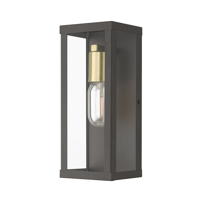 Livex Lighting 28032-07 One Light Outdoor Wall Lantern, Bronze with Antique Gold