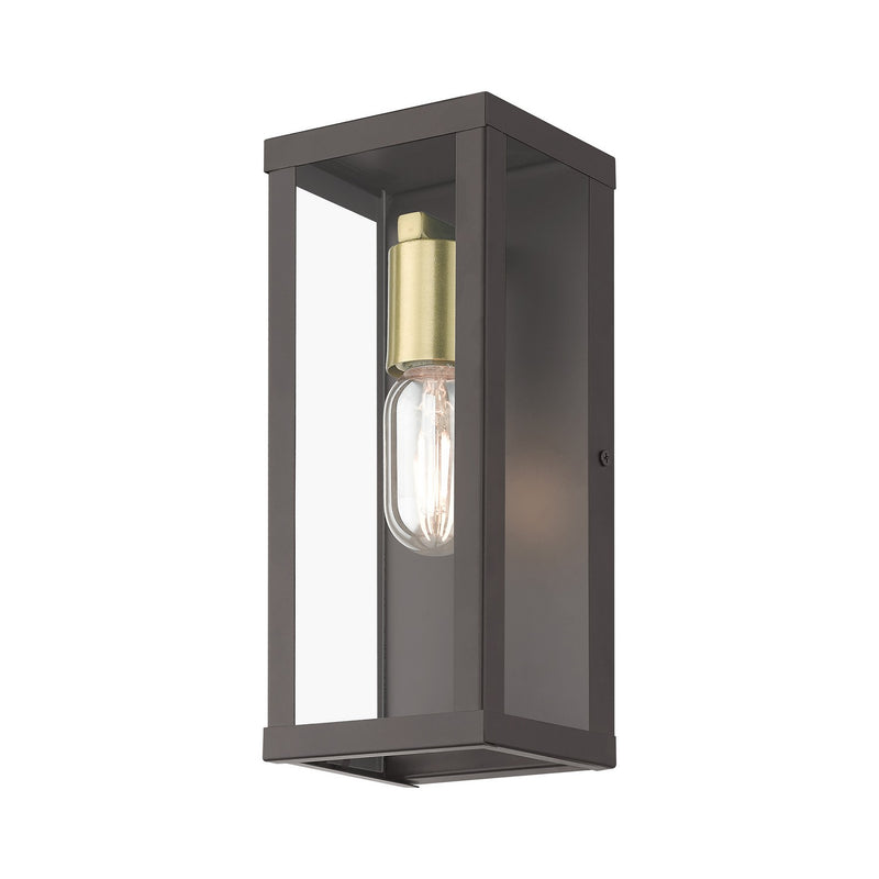 Livex Lighting 28032-07 One Light Outdoor Wall Lantern, Bronze with Antique Gold